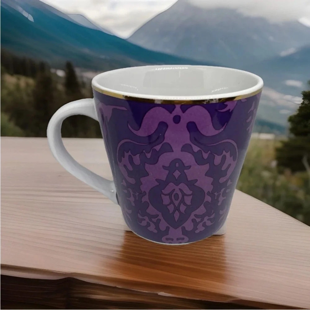Starbucks 2004 Purple Tapestry Damask Brocade Gold Rim Coffee Cup - Picture 1 of 9